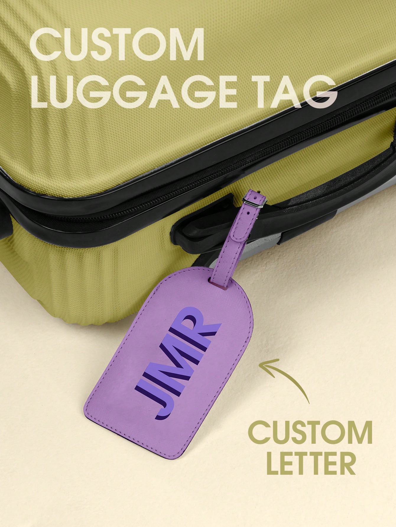 Luggage Tag Leather - ป้ายติดกระเป๋าเดินทางแบบกำหนดเองได้ พิมพ์อักษรย่อ ป้ายหนัง PU ป้ายติดกระเป๋าเดินทาง พิมพ์