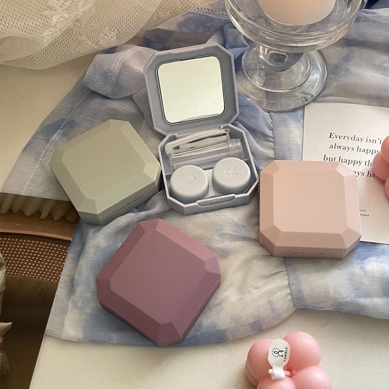 Travel Video Accessories - 1PC Candy สีคอนแทคเลนส์กล่องสีทึบแบบพกพาคอนแทคเลนส์พร้อมแหนบชุดดูดสําหรับชุดเดินทางผู้ถือ