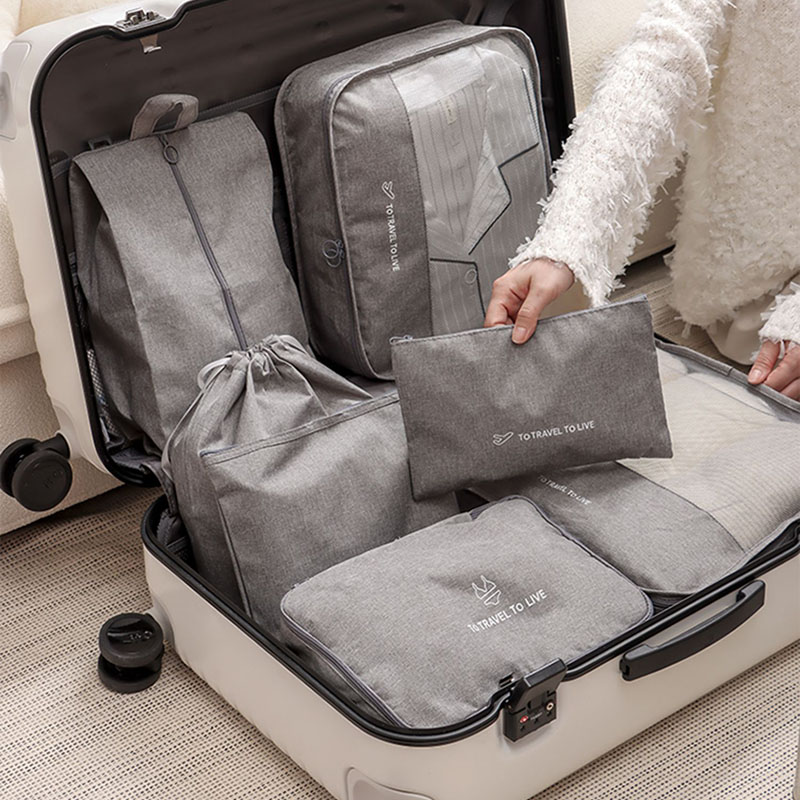 Travel Accessories Kit For Women - ชุดกระเป๋าจัดระเบียบสำหรับเดินทาง 7 ชิ้น สำหรับผู้ชายและผู้หญิง กันน้ำ พร้อมช่องใส่เสื้อผ้า