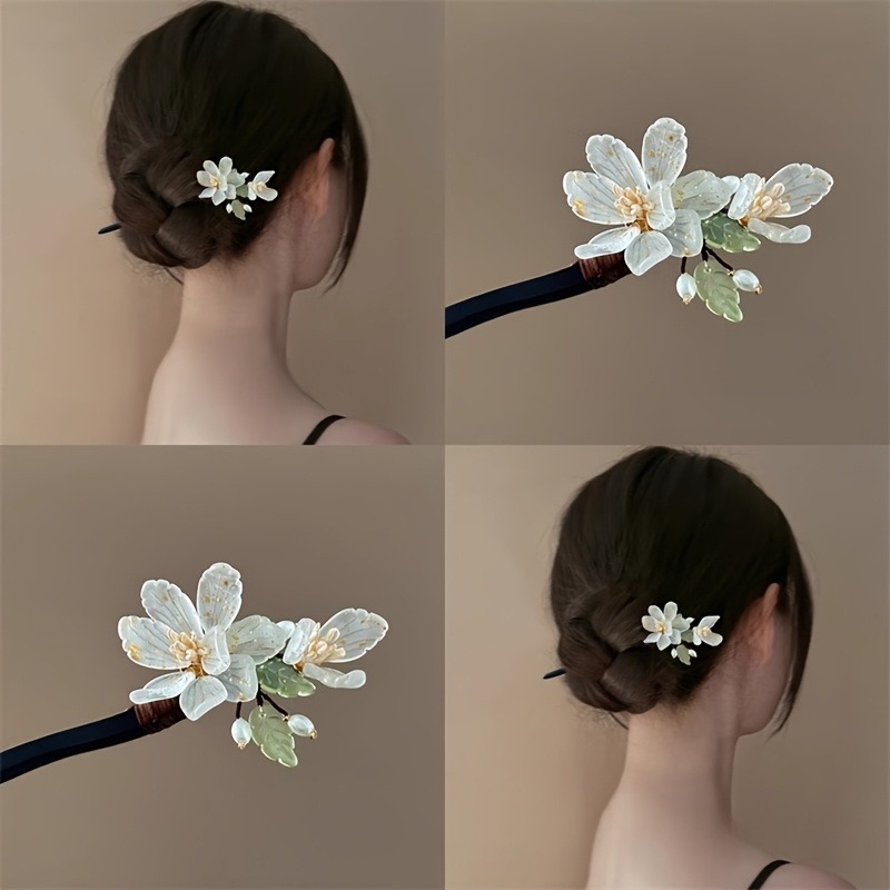 Travel Hair Accessories - กิ๊บติดผมไม้ทรงดอกแมกโนเลียจีนแบบใหม่ 1 ชิ้น ดีไซน์เฉพาะตัว สวยหรู เหมาะสำหรับใส่กับชุดกี่เพ้า