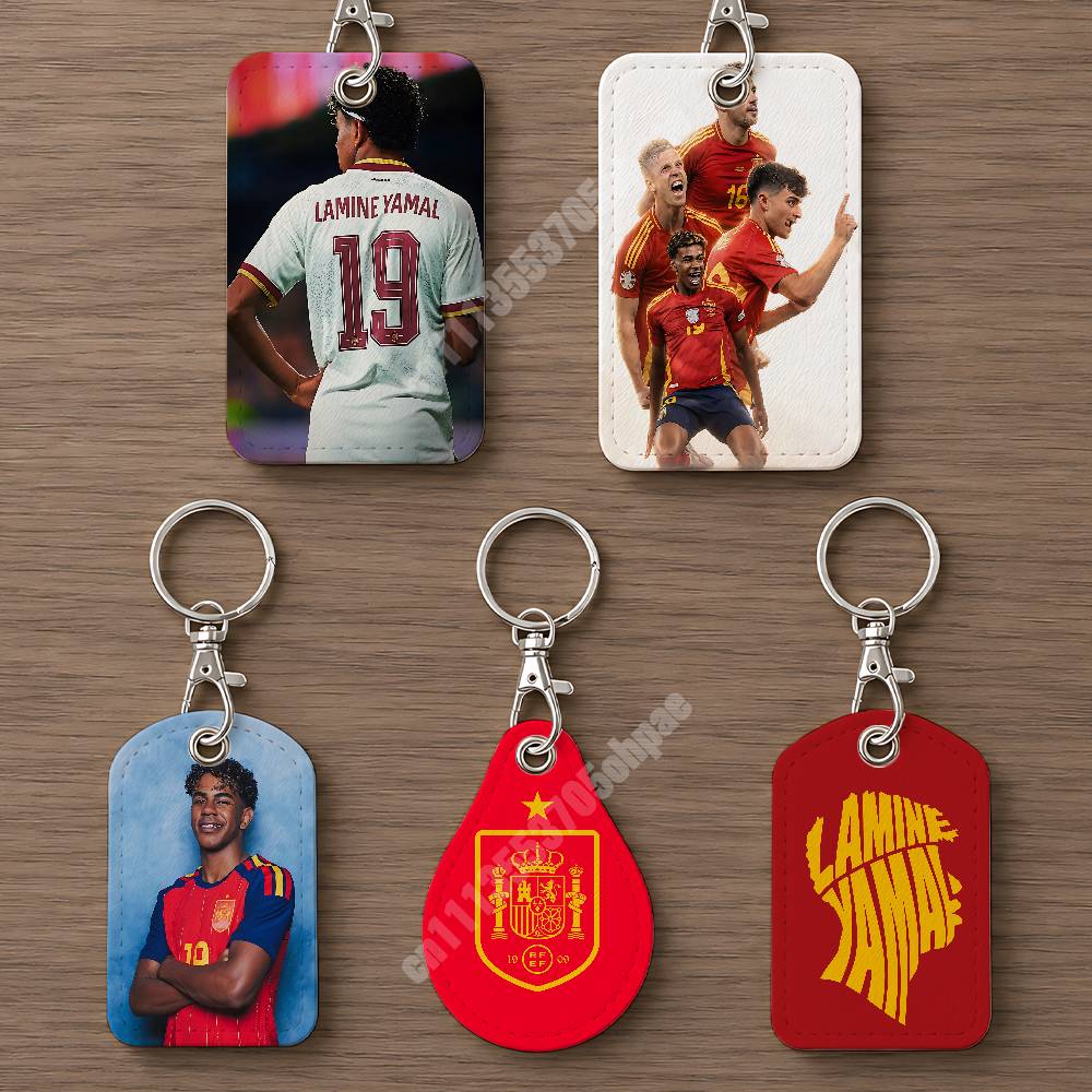 Luggage Tag Leather - พวงกุญแจหนัง L-Lamine 19 Y-Yamal ของทีมฟุตบอลสเปน พร้อมช่องใส่บัตรสำหรับ