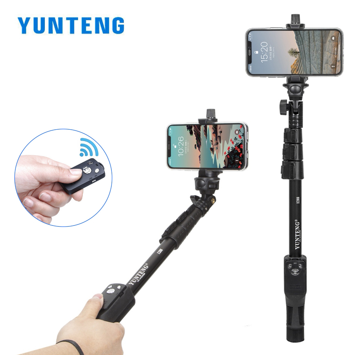 Travel Video Accessories - Yunteng ไม้เซลฟี่1288ขาตั้งกล้องมือจับพร้อมรีโมทคอนโทรลบลูทูธอุปกรณ์เสริมการถ่ายภาพการเดินทางกลางแจ้ง