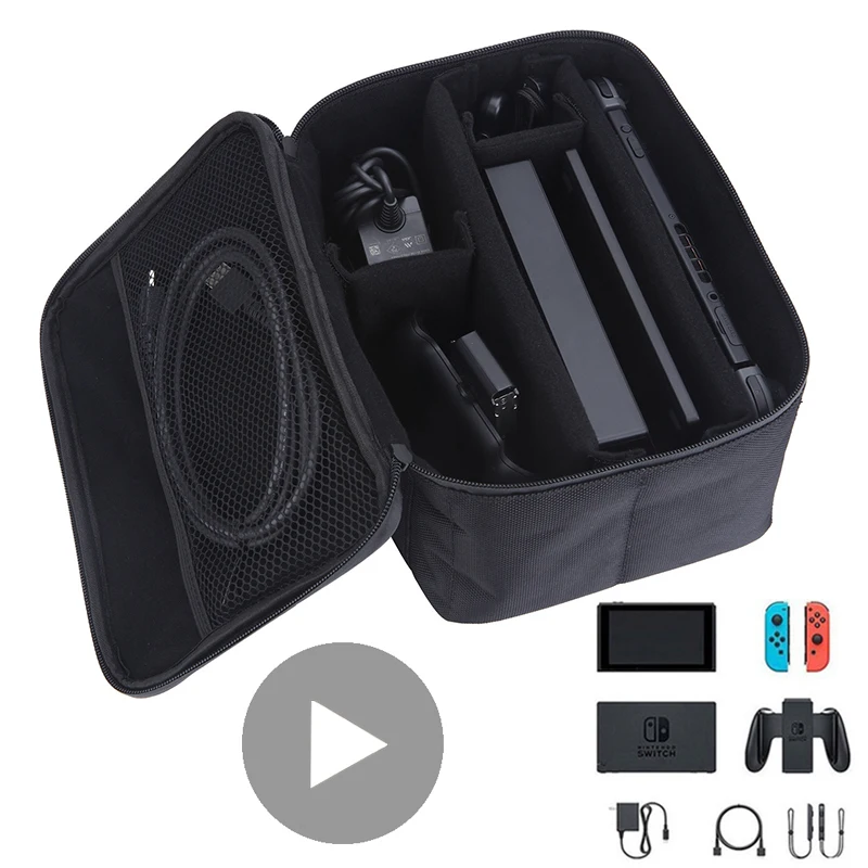Travel Video Accessories - กระเป๋าใส่เครื่องเล่นเกม Nintendo Switch พร้อมช่องเก็บการ์ดเกมและอุปกรณ์เสริมขนาดใหญ่