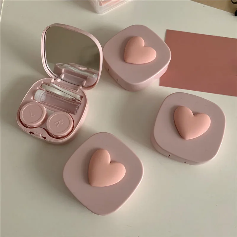 หัวใจสีม่วงคอนแทคเลนส์กล่องกระ - Travel Accessories Kit For Women บทวิจารณ์และราคา