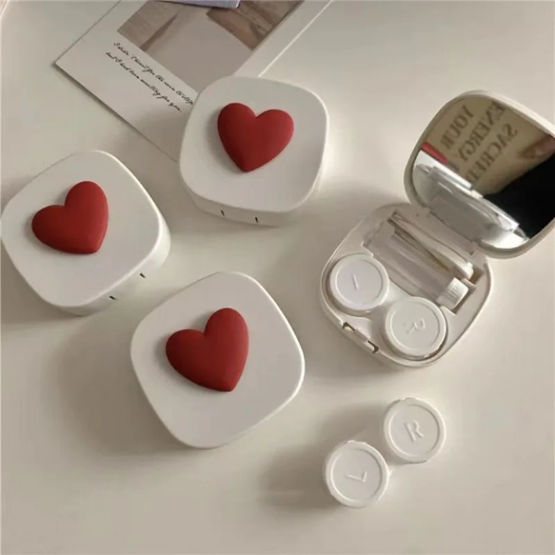 หัวใจสีม่วงคอนแทคเลนส์กล่องกระ - Travel Accessories Kit For Women บทวิจารณ์และราคา