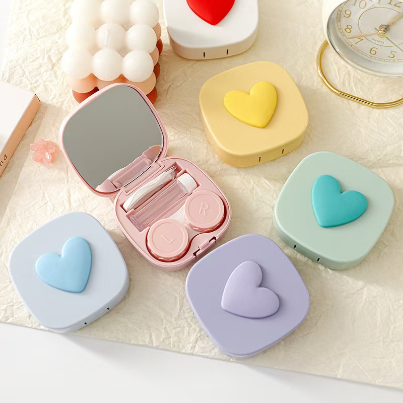 หัวใจคอนแทคเลนส์พร้อมกระจก MIN - Travel Accessories Kit For Women บทวิจารณ์และราคา