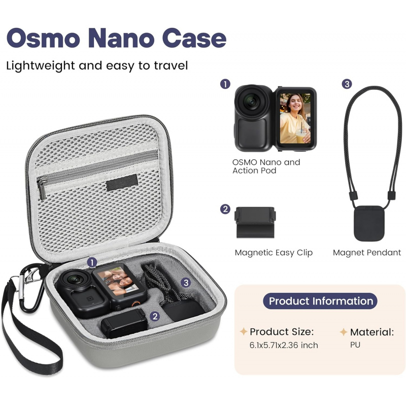 กระเป๋าใส่กล้องแบบพกพาหนัง PU  - Travel Vlog Accessories บทวิจารณ์และราคา